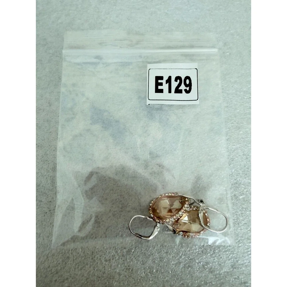 925 Sterling Silver Golden Shadow Crystal Teardrop Halo Leverback Earrings Eleg